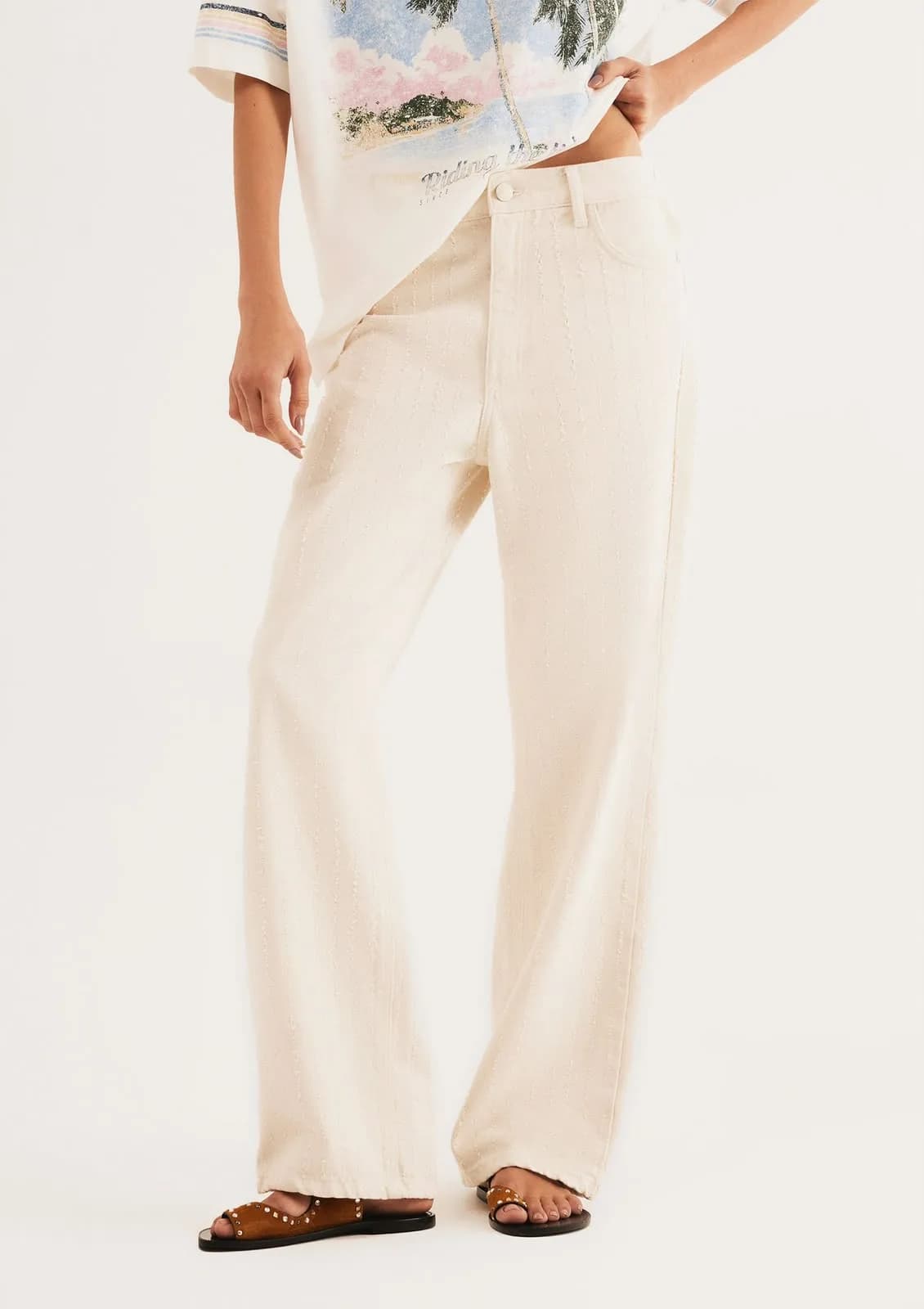 Calca fem pantalon off white - tamanhos 42, 44 e 46